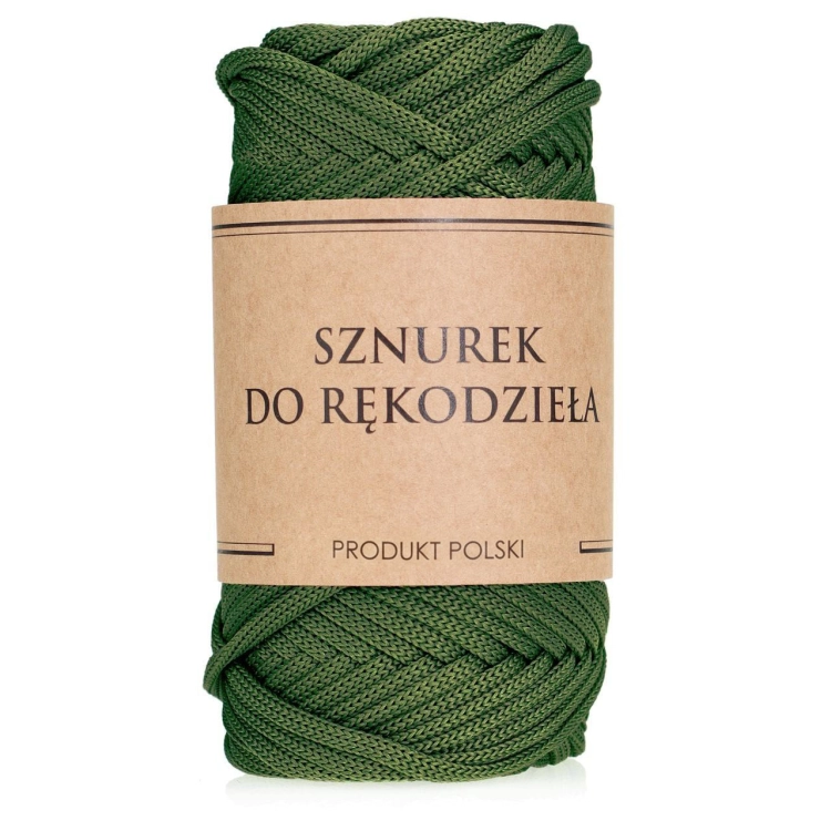 Sznurek POLIESTROWY Płaski do rękodzieła makramy Wojskowy 5mm 50m