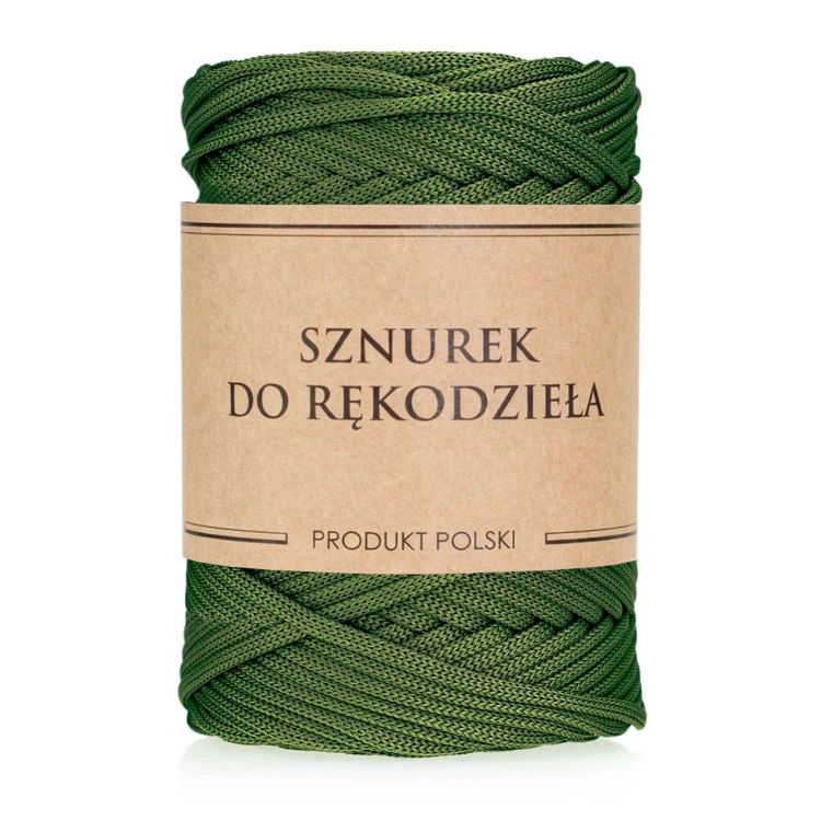Sznurek POLIESTROWY Płaski do rękodzieła makramy Wojskowy 5mm 100m