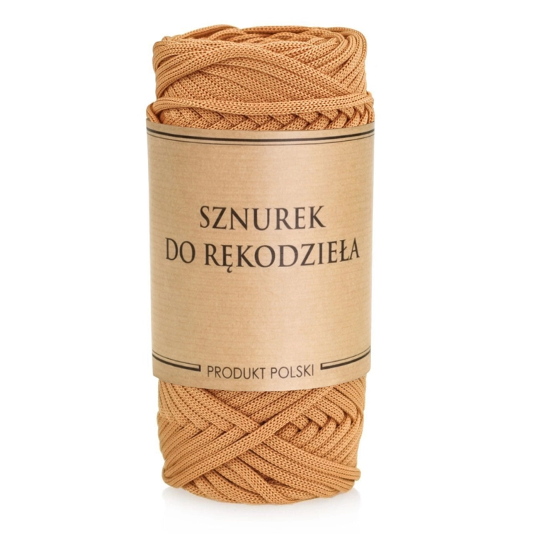 Sznurek POLIESTROWY Płaski do rękodzieła makramy Beżowy 3mm 50m