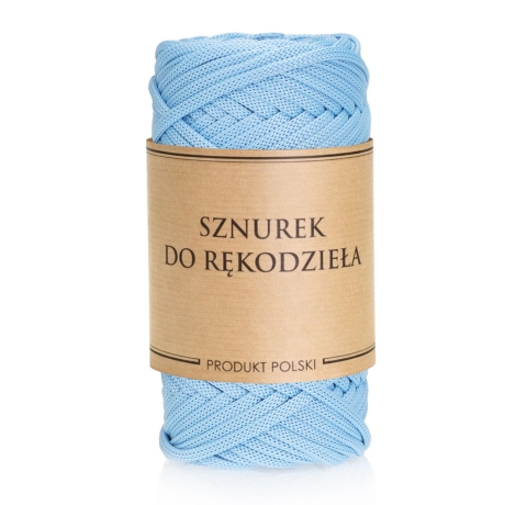 Przejdź do produktu Sznurek POLIESTROWY Płaski do rękodzieła makramy BŁĘKITNY 5mm 50m