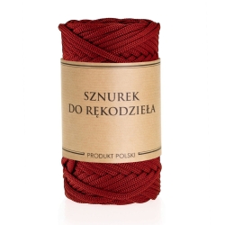 Sznurek POLIESTROWY Płaski do rękodzieła makramy Bordowy 5mm 50m