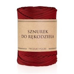 Sznurek POLIESTROWY Płaski do rękodzieła makramy Bordowy 5mm 100m