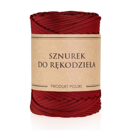 Przejdź do produktu Sznurek POLIESTROWY Płaski do rękodzieła makramy Bordowy 5mm 100m