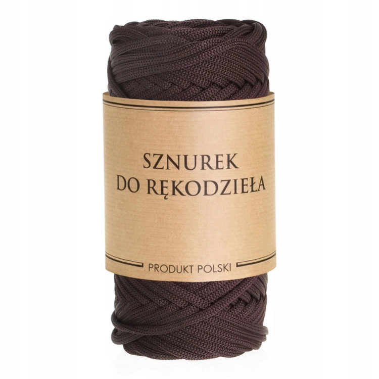 Sznurek POLIESTROWY Płaski do rękodzieła makramy BRĄZOWY 3mm 50m