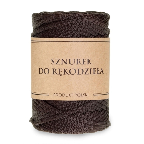 Przejdź do produktu Sznurek POLIESTROWY Płaski do rękodzieła makramy BRĄZOWY 5mm 100m