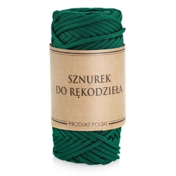 Sznurek POLIESTROWY Płaski do rękodzieła makramy Butelkowa zieleń 3mm 50m