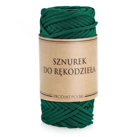Przejdź do produktu Sznurek POLIESTROWY Płaski do rękodzieła makramy Butelkowa zieleń 3mm 50m