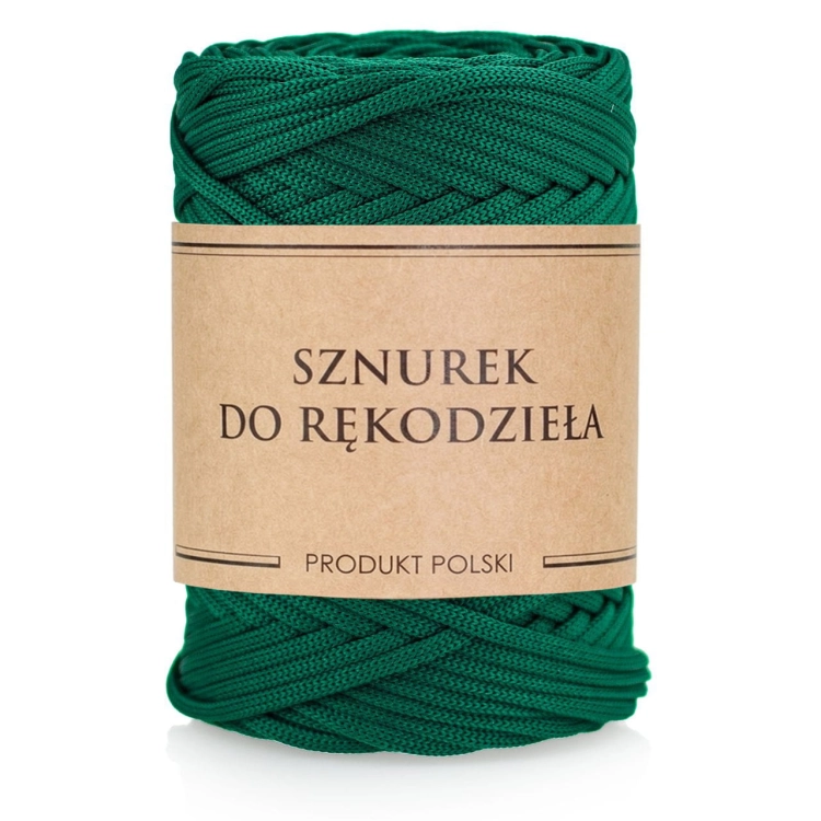 Sznurek POLIESTROWY Płaski do rękodzieła makramy Butelkowa zieleń 5mm 100m