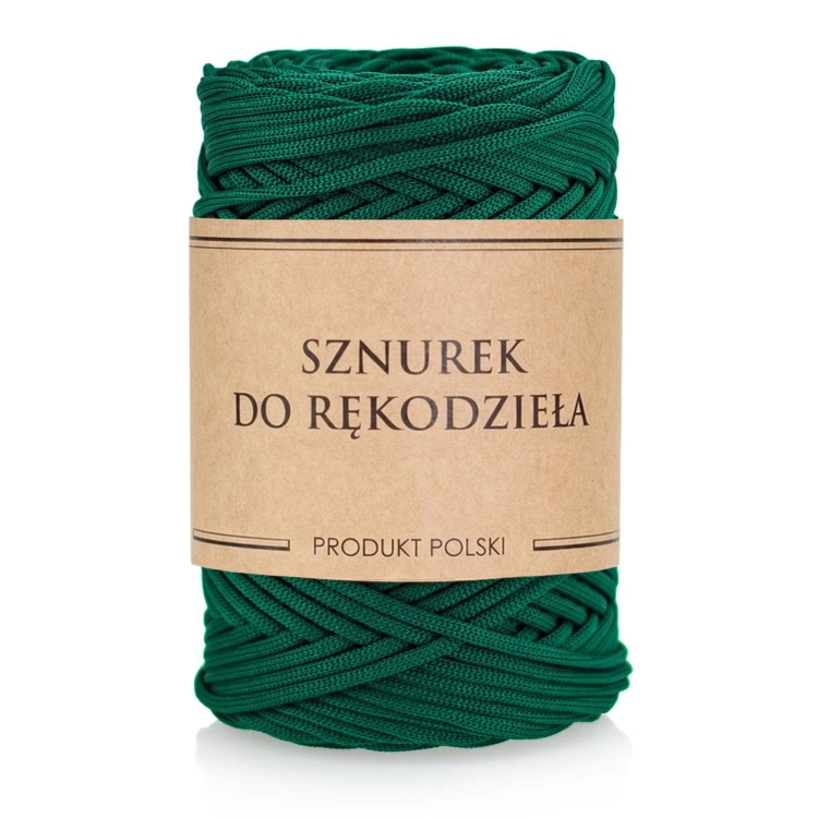 Sznurek POLIESTROWY Płaski do rękodzieła makramy Butelkowa zieleń 3mm 100m