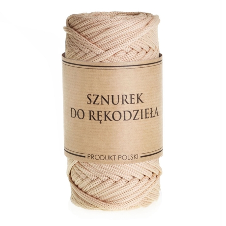 Przejdź do produktu Sznurek POLIESTROWY Płaski do rękodzieła makramy CAPPUCCINO 5mm 50m