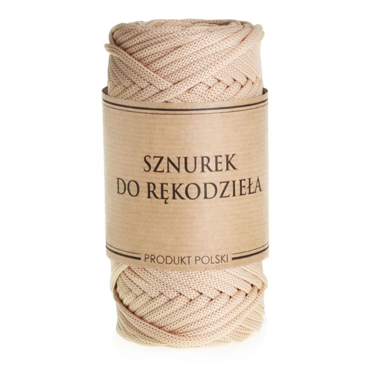 Sznurek POLIESTROWY Płaski do rękodzieła makramy CAPPUCCINO 5mm 50m