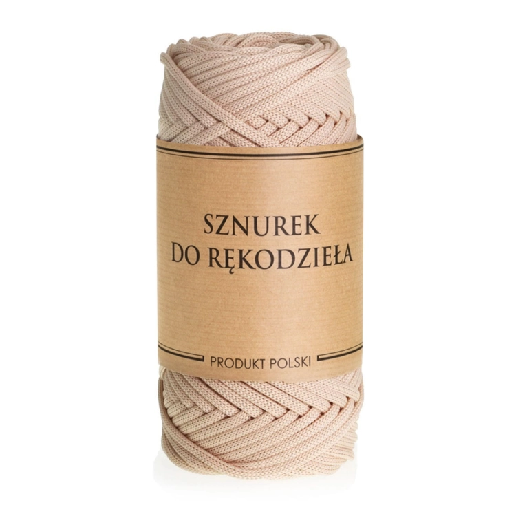 Sznurek POLIESTROWY Płaski do rękodzieła makramy CAPPUCCINO 3mm 50m