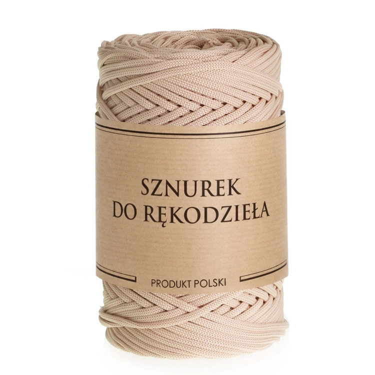 Sznurek POLIESTROWY Płaski do rękodzieła makramy CAPPUCCINO 3mm 100m