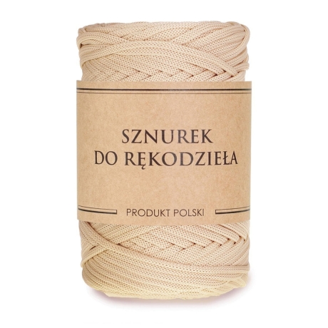 Przejdź do produktu Sznurek POLIESTROWY Płaski do rękodzieła makramy CAPPUCCINO 5mm 100m