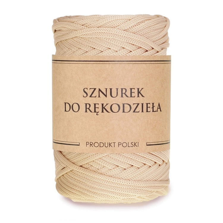 Sznurek POLIESTROWY Płaski do rękodzieła makramy CAPPUCCINO 5mm 100m