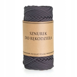 Sznurek POLIESTROWY Płaski do rękodzieła makramy CIEMNO SZARY 3mm 50m