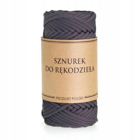 Przejdź do produktu Sznurek POLIESTROWY Płaski do rękodzieła makramy CIEMNO SZARY 3mm 50m