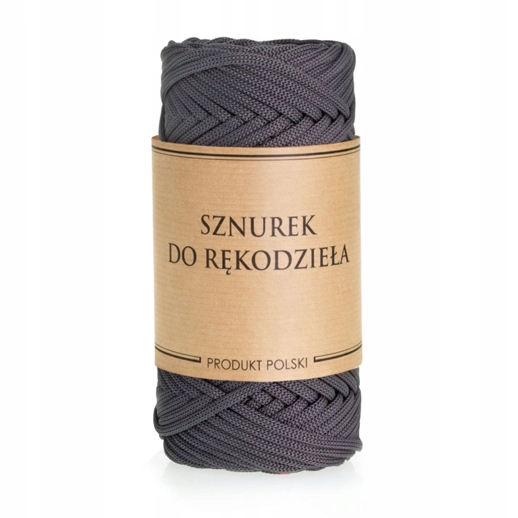 Sznurek POLIESTROWY Płaski do rękodzieła makramy CIEMNO SZARY 3mm 50m
