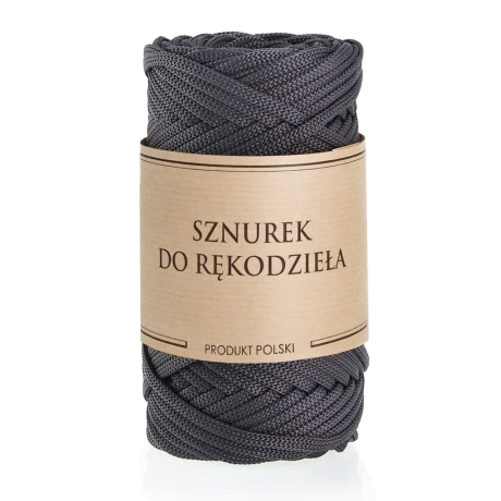 Przejdź do produktu Sznurek POLIESTROWY Płaski do rękodzieła makramy CIEMNO SZARY 5mm 50m