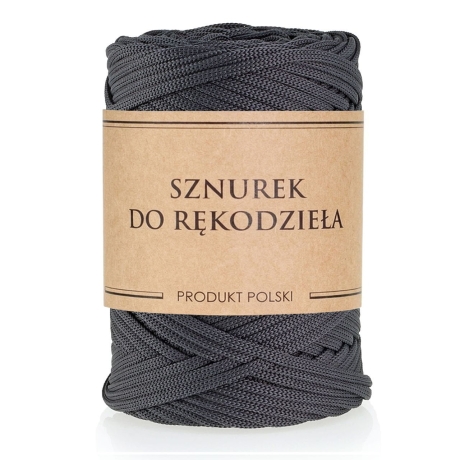 Przejdź do produktu Sznurek POLIESTROWY Płaski do rękodzieła makramy CIEMNO SZARY 5mm 100m