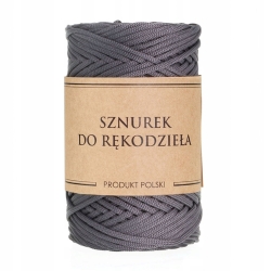 Sznurek POLIESTROWY Płaski do rękodzieła makramy CIEMNO SZARY 3mm 100m