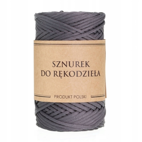 Przejdź do produktu Sznurek POLIESTROWY Płaski do rękodzieła makramy CIEMNO SZARY 3mm 100m