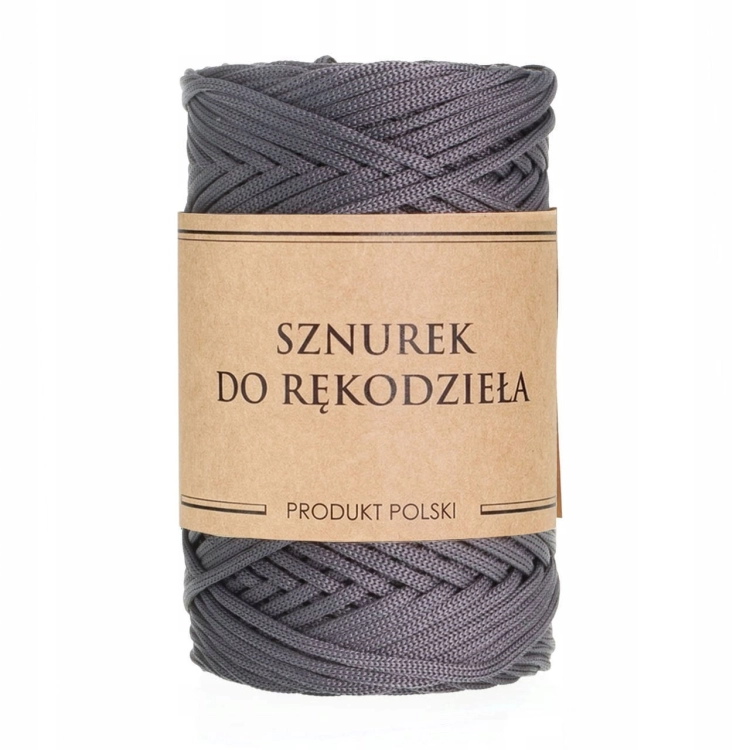 Sznurek POLIESTROWY Płaski do rękodzieła makramy CIEMNO SZARY 3mm 100m