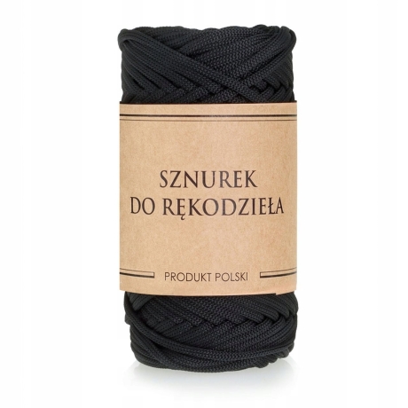 Przejdź do produktu Sznurek POLIESTROWY Płaski do rękodzieła makramy CZARNY 3mm 50m