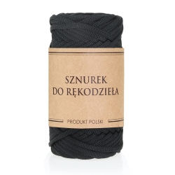 Sznurek POLIESTROWY Płaski do rękodzieła makramy CZARNY 5mm 50m