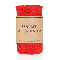 Sznurek POLIESTROWY Płaski do rękodzieła makramy CZERWONY 5mm 50m