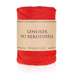 Sznurek POLIESTROWY Płaski do rękodzieła makramy CZERWONY 5mm 100m