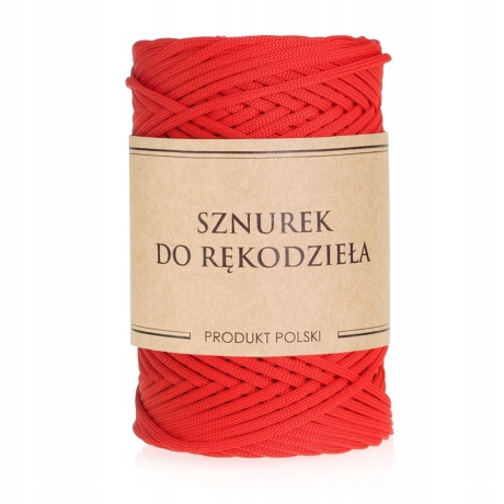 Przejdź do produktu Sznurek POLIESTROWY Płaski do rękodzieła makramy CZERWONY 3mm 100m
