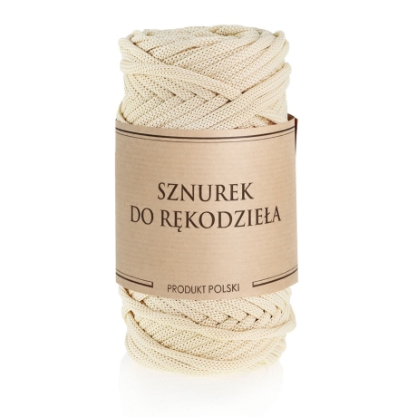 Przejdź do produktu Sznurek POLIESTROWY Płaski do rękodzieła makramy ECRU 5mm 50m