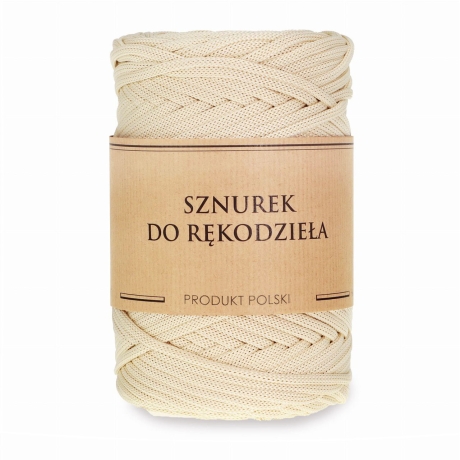 Przejdź do produktu Sznurek POLIESTROWY Płaski do rękodzieła makramy ECRU 5mm 100m