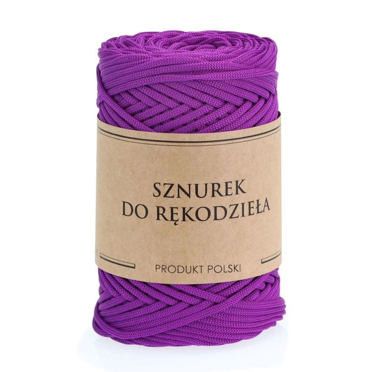 Sznurek POLIESTROWY Płaski do rękodzieła makramy Fioletowy 3mm 100m
