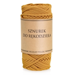 Sznurek POLIESTROWY Płaski do rękodzieła makramy Musztardowy 3mm 50m
