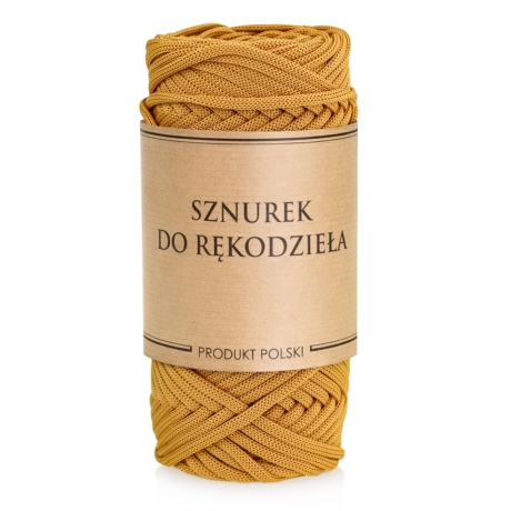 Przejdź do produktu Sznurek POLIESTROWY Płaski do rękodzieła makramy Musztardowy 3mm 50m