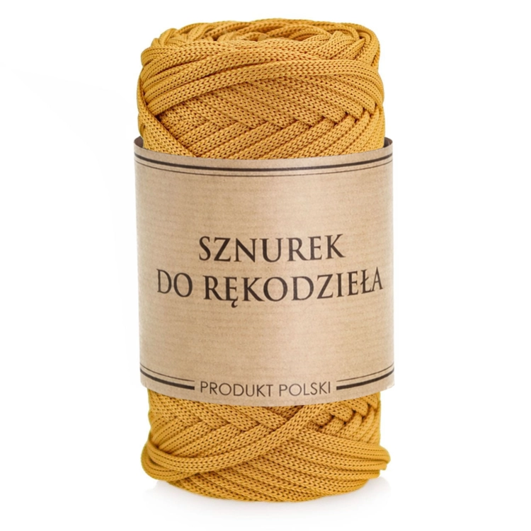 Sznurek POLIESTROWY Płaski do rękodzieła makramy Musztardowy 5mm 50m.jpg