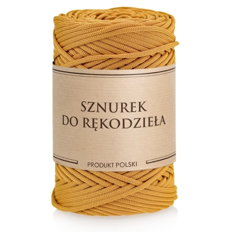 Przejdź do produktu Sznurek POLIESTROWY Płaski do rękodzieła makramy Musztardowy 3mm 100m