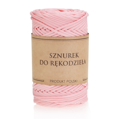 Przejdź do produktu Sznurek POLIESTROWY Płaski do rękodzieła makramy PASTELOWY RÓŻ 3mm 100m