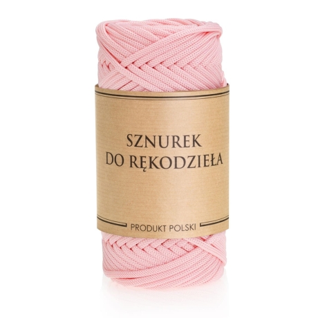 Przejdź do produktu Sznurek POLIESTROWY Płaski do rękodzieła makramy PASTELOWY RÓŻ 3mm 50m
