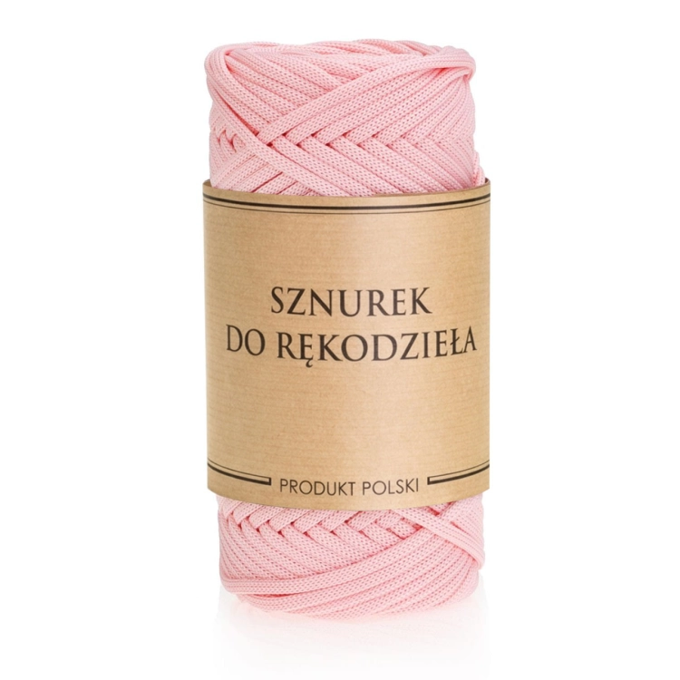 Sznurek POLIESTROWY Płaski do rękodzieła makramy PASTELOWY RÓŻ 3mm 50m