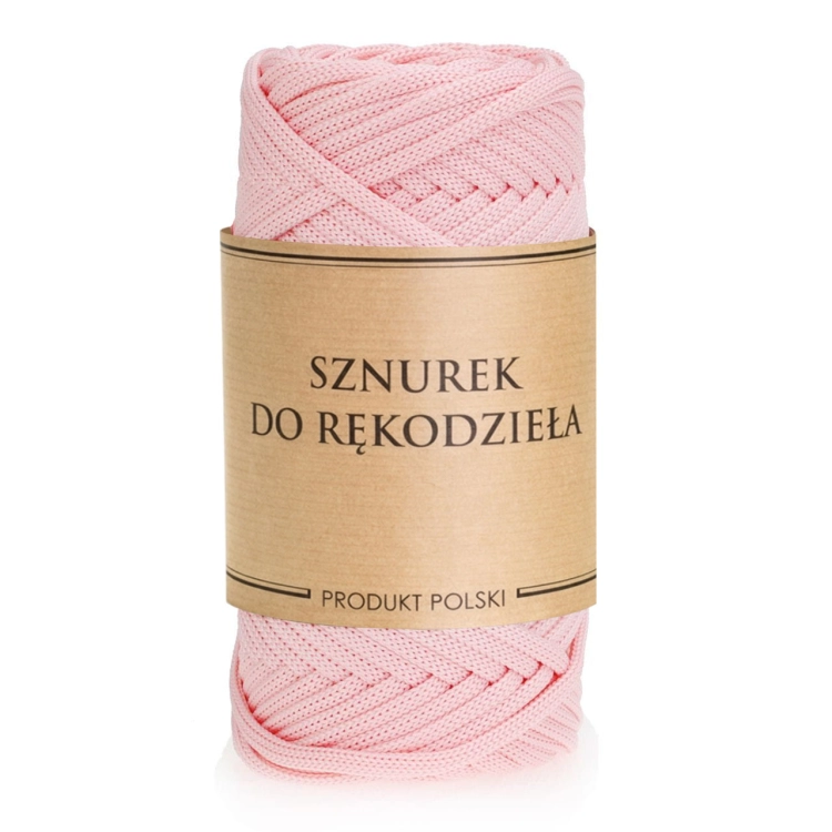 Sznurek POLIESTROWY Płaski do rękodzieła makramy PASTELOWY RÓŻ 5mm 50m