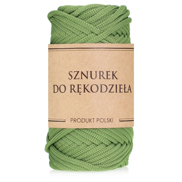 Sznurek POLIESTROWY Płaski do rękodzieła makramy PISTACJOWY 5mm 50m