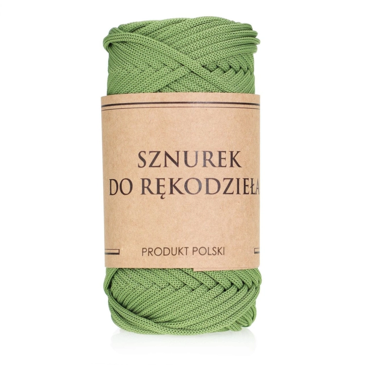 Sznurek POLIESTROWY Płaski do rękodzieła makramy PISTACJOWY 3mm 50m