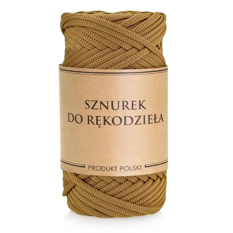 Sznurek POLIESTROWY Płaski do rękodzieła makramy Whisky 5mm 50m