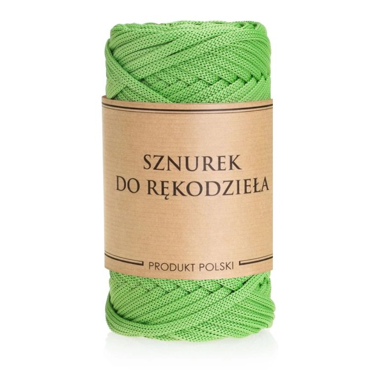 Sznurek POLIESTROWY Płaski do rękodzieła makramy ZIELONY 5mm 50m