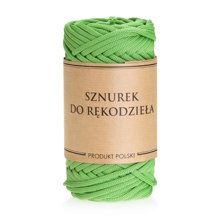 Sznurek POLIESTROWY Płaski do rękodzieła makramy ZIELONY 3mm 50m