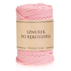 Sznurek POLIESTROWY Płaski do rękodzieła makramy PASTELOWY RÓŻ 5mm 100m