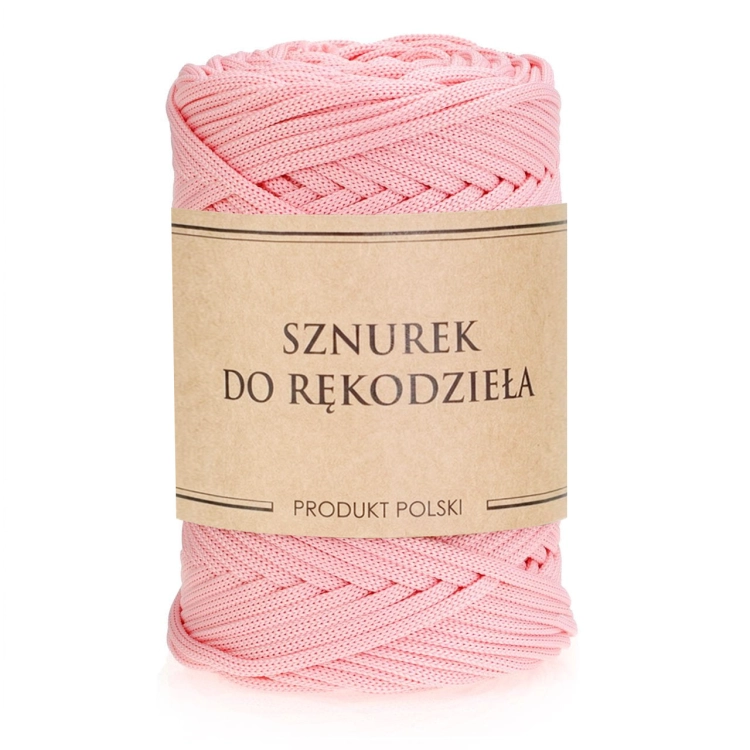 Sznurek POLIESTROWY Płaski do rękodzieła makramy PASTELOWY RÓŻ 5mm 100m